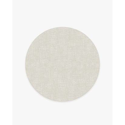 Crosshatch Beige Ivory Flatwoven Rug - 185 Round cm - Rug + Cushioned Pad System