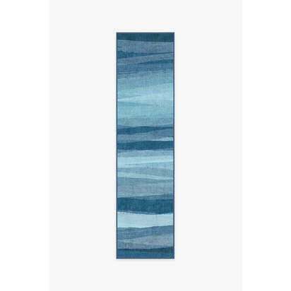 Meridian Blue Flatwoven Rug - 75 x 305 cm - Rug + Cushioned Pad System