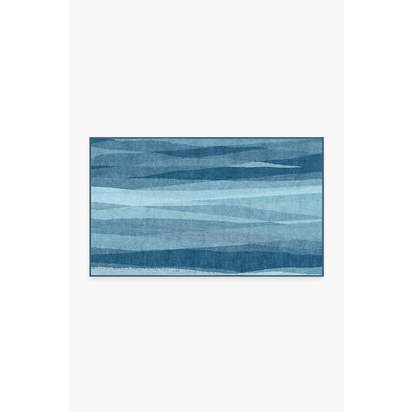 Meridian Blue Flatwoven Rug - 90 x 150 cm - Rug + Cushioned Pad System
