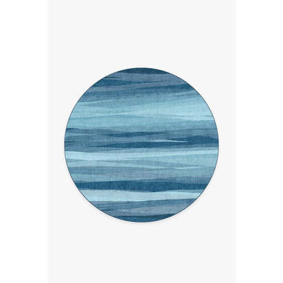 Meridian Blue Flatwoven Rug - 185 Round cm - Rug + Cushioned Pad System