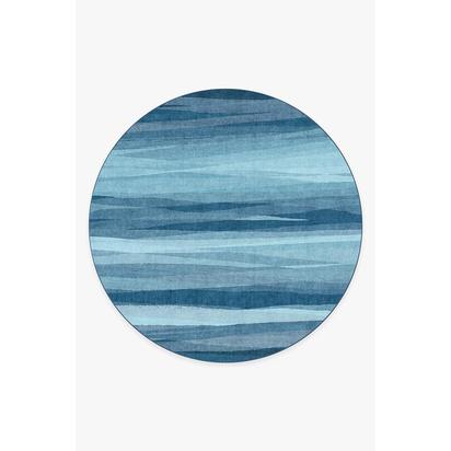 Meridian Blue Flatwoven Rug - 245 Round cm - Rug + Cushioned Pad System