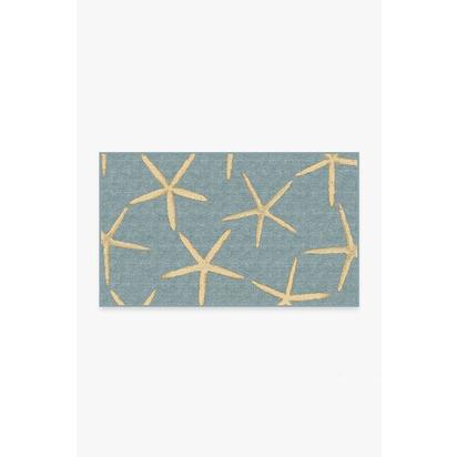 Starfish Pale Blue Flatwoven Rug - 90 x 150 cm - Rug + Cushioned Pad System