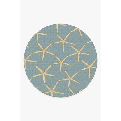 Starfish Pale Blue Flatwoven Rug - 245 Round cm - Rug + Cushioned Pad System