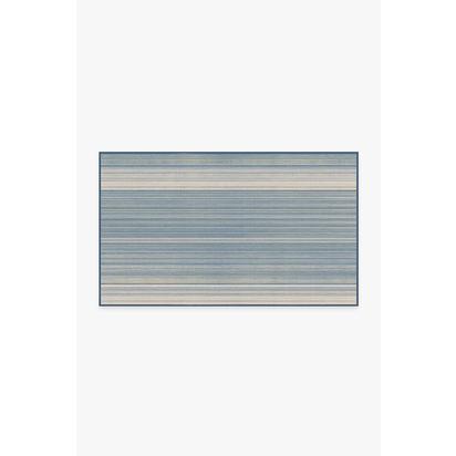 Coastal Linear Stripe Slate Flatwoven Rug - 90 x 150 cm - Rug + Cushioned Pad System