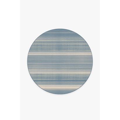 Coastal Linear Stripe Slate Flatwoven Rug - 185 Round cm - Rug + Cushioned Pad System