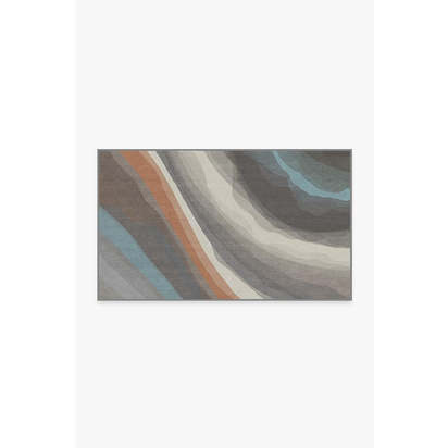Watercolour Waves Sandstone Flatwoven Rug - 90 x 150 cm - Rug + Cushioned Pad System