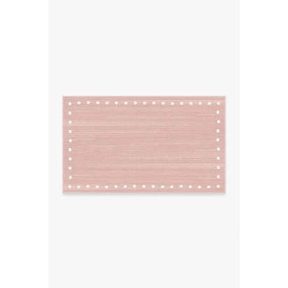 Dot Border Pink Flatwoven Rug - 90 x 150 cm - Rug + Cushioned Pad System