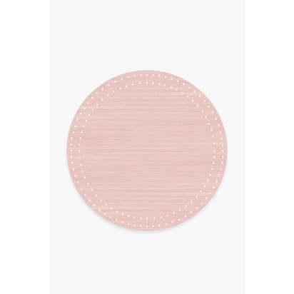 Dot Border Pink Flatwoven Rug - 185 Round cm - Rug + Cushioned Pad System