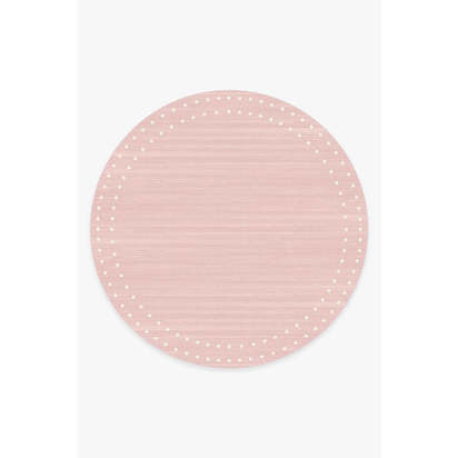 Dot Border Pink Flatwoven Rug - 245 Round cm - Rug + Cushioned Pad System