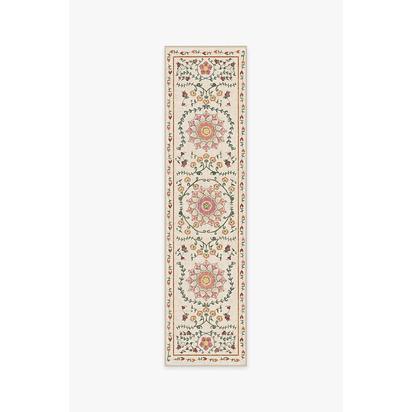 Suzani Coral Flatwoven Rug - 75 x 305 cm - Rug + Cushioned Pad System