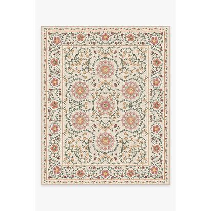 Suzani Coral Flatwoven Rug - 245 x 305 cm - Rug + Cushioned Pad System