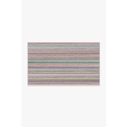 Multi Stripe Polychrome Flatwoven Rug - 90 x 150 cm - Rug + Cushioned Pad System