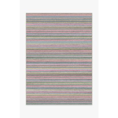 Multi Stripe Polychrome Flatwoven Rug - 150 x 215 cm - Rug + Cushioned Pad System