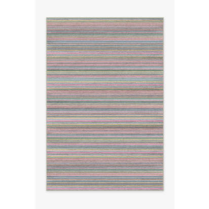 Multi Stripe Polychrome Flatwoven Rug - 185 x 275 cm - Rug + Cushioned Pad System