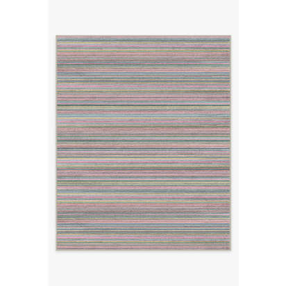 Multi Stripe Polychrome Flatwoven Rug - 245 x 305 cm - Rug + Cushioned Pad System
