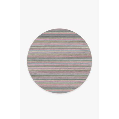 Multi Stripe Polychrome Flatwoven Rug - 185 Round cm - Rug + Cushioned Pad System