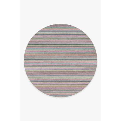 Multi Stripe Polychrome Flatwoven Rug - 245 Round cm - Rug + Cushioned Pad System