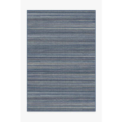Multi Stripe Blue Flatwoven Rug - 185 x 275 cm - Rug + Cushioned Pad System