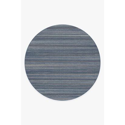 Multi Stripe Blue Flatwoven Rug - 245 Round cm - Rug + Cushioned Pad System