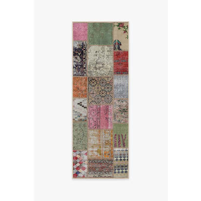 Patchwork Boho Flatwoven Rug - 75 x 215 cm - Rug + Cushioned Pad System