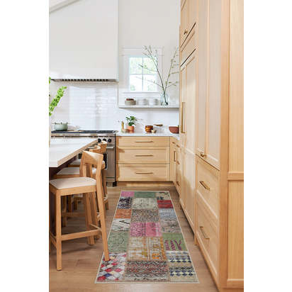 Patchwork Boho Flatwoven Rug - 75 x 215 cm - Rug + Cushioned Pad System