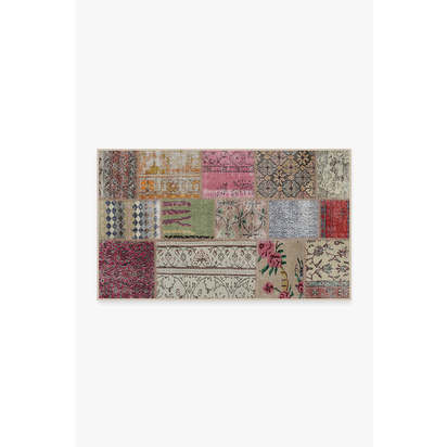 Patchwork Boho Flatwoven Rug - 90 x 150 cm - Rug + Cushioned Pad System