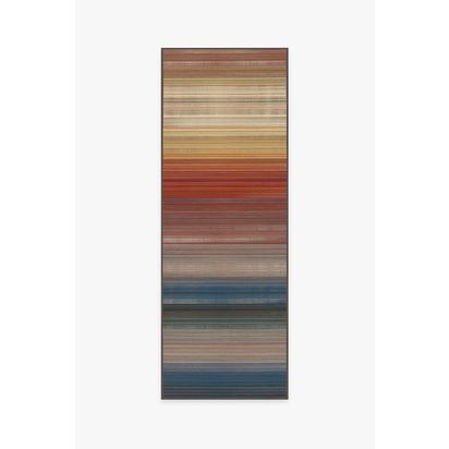 Linear Striped Multicolour Flatwoven Rug - 75 x 215 cm - Rug + Cushioned Pad System