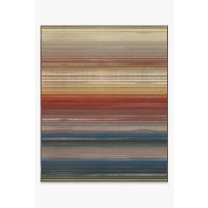 Linear Striped Multicolour Flatwoven Rug - 245 x 305 cm - Rug + Cushioned Pad System