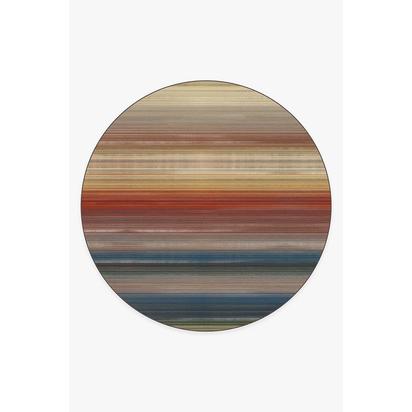 Linear Striped Multicolour Flatwoven Rug - 245 Round cm - Rug + Cushioned Pad System