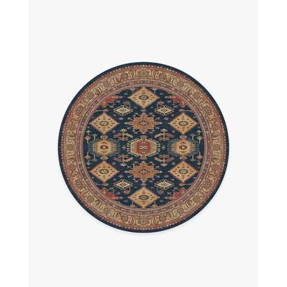 Cambria Sapphire Flatwoven Rug - 185 Round cm - Rug + Cushioned Pad System