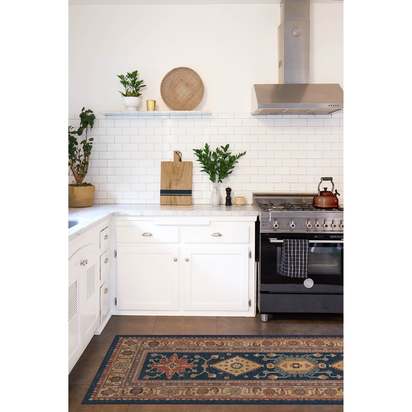 Cambria Sapphire Flatwoven Rug - 185 Round cm - Rug + Cushioned Pad System