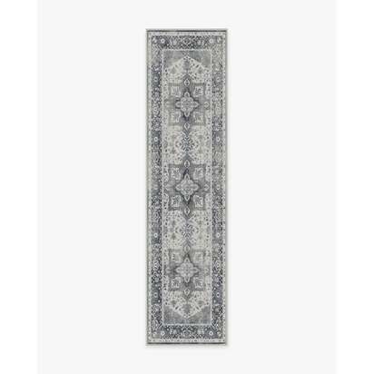 Kira Stone Blue Flatwoven Rug - 75 x 305 cm - Rug + Cushioned Pad System
