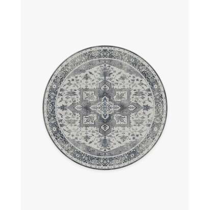 Kira Stone Blue Flatwoven Rug - 185 Round cm - Rug + Cushioned Pad System