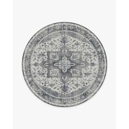 Kira Stone Blue Flatwoven Rug - 245 Round cm - Rug + Cushioned Pad System