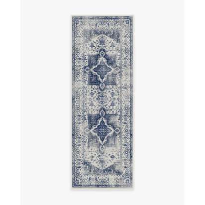 Kira Delft Blue Flatwoven Rug - 75 x 215 cm - Rug + Cushioned Pad System
