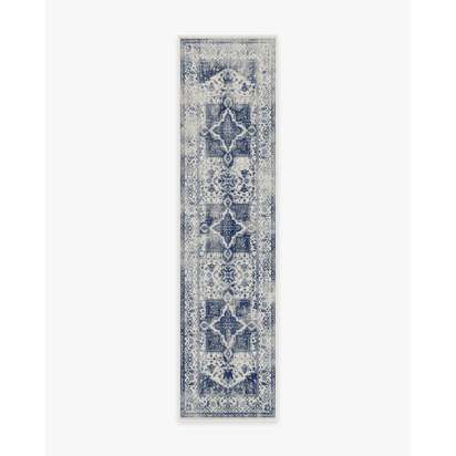 Kira Delft Blue Flatwoven Rug - 75 x 305 cm - Rug + Cushioned Pad System