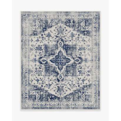 Kira Delft Blue Flatwoven Rug - 245 x 305 cm - Rug + Cushioned Pad System