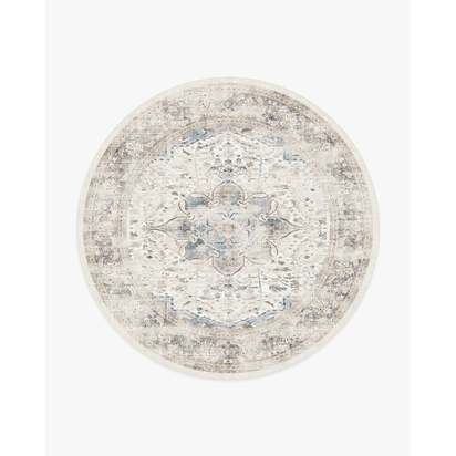 Sarrah Blue Quartz Flatwoven Rug - 245 Round cm - Rug + Cushioned Pad System