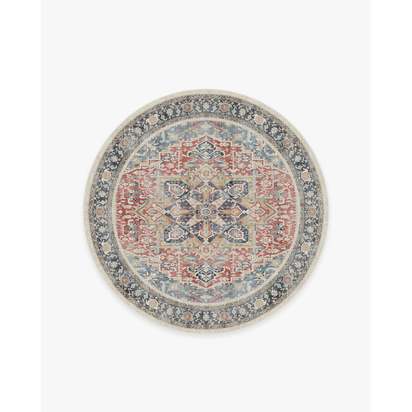 Kamran Cayenne Red Flatwoven Rug - 185 Round cm - Rug + Cushioned Pad System