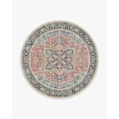 Kamran Cayenne Red Flatwoven Rug - 245 Round cm - Rug + Cushioned Pad System
