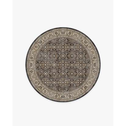 Alessia Dark Wood Flatwoven Rug - 185 Round cm - Rug + Cushioned Pad System