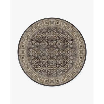 Alessia Dark Wood Flatwoven Rug - 245 Round cm - Rug + Cushioned Pad System