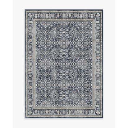 Alessia Dusk Blue Flatwoven Rug - 150 x 215 cm - Rug + Cushioned Pad System