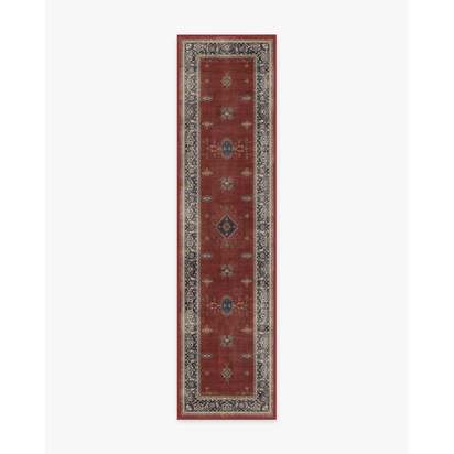 Verena Amber Red Flatwoven Rug - 75 x 305 cm - Rug + Cushioned Pad System
