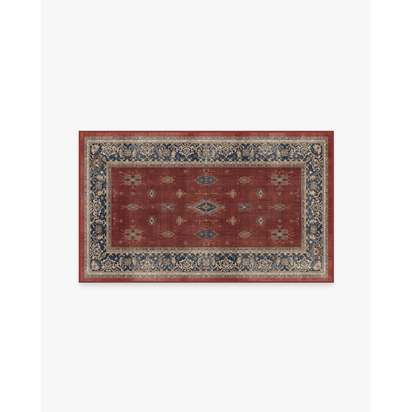 Verena Amber Red Flatwoven Rug - 90 x 150 cm - Rug + Cushioned Pad System