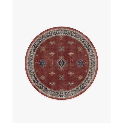 Verena Amber Red Flatwoven Rug - 185 Round cm - Rug + Cushioned Pad System