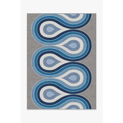 Milano Blue Steel Flatwoven Rug by Jonathan Adler - 150 x 215 cm - Rug + Cushioned Pad System