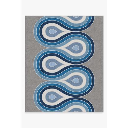 Milano Blue Steel Flatwoven Rug by Jonathan Adler - 245 x 305 cm - Rug + Cushioned Pad System