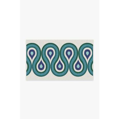 Milano Peacock Flatwoven Rug by Jonathan Adler - 90 x 150 cm - Rug + Cushioned Pad System