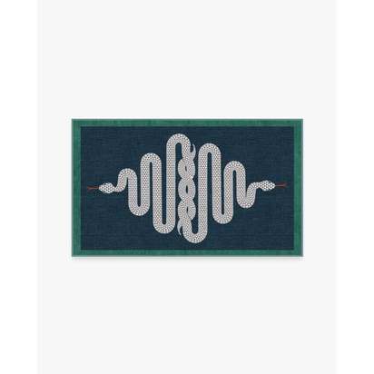 Venom Sapphire Flatwoven Rug by Jonathan Adler - 90 x 150 cm - Rug + Cushioned Pad System